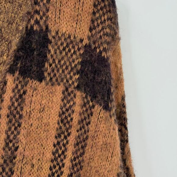 Free People Sepia Plaid Jacquard Oversize Cardigan Grandpa Size Medium - Picture 7 of 9